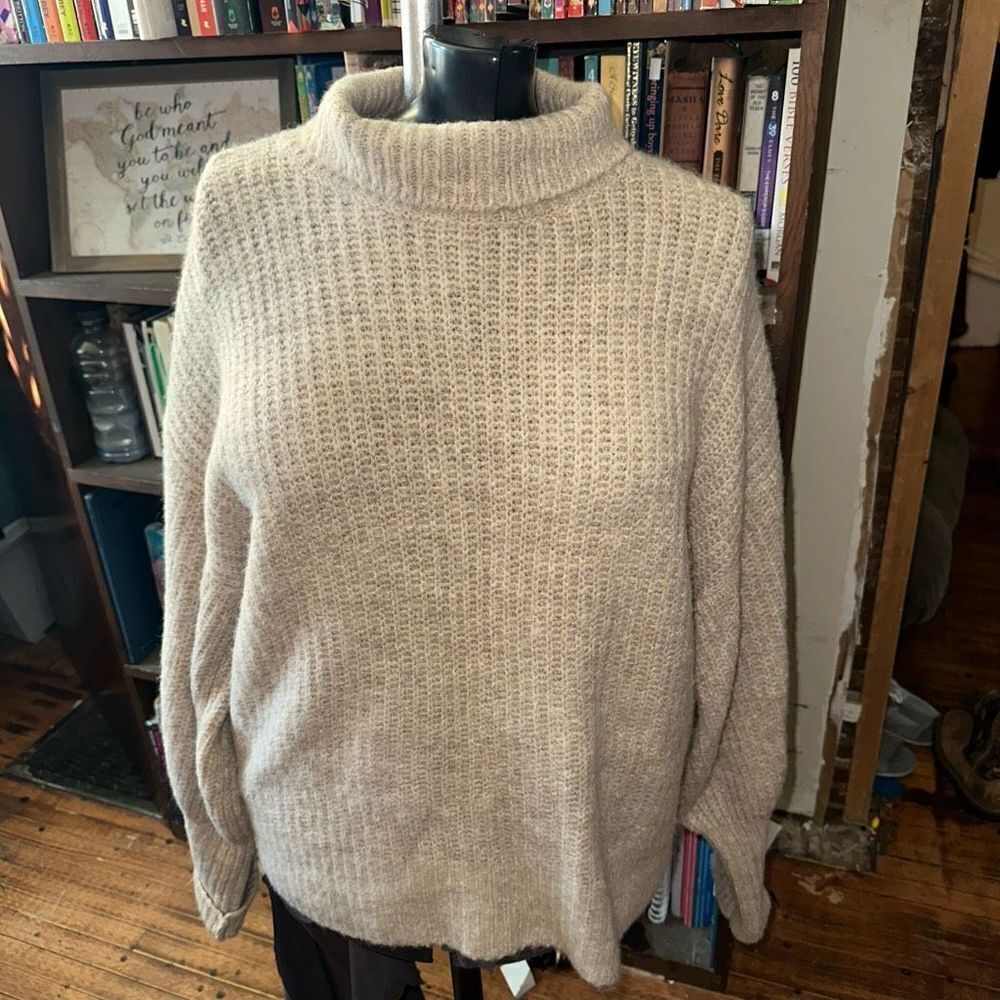Express cozy cowl neck oatmeal heathered M oversized sweater